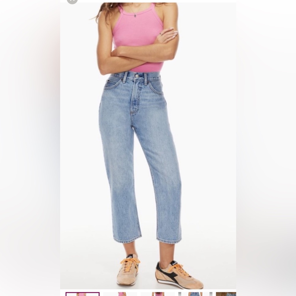 Denim Forum Light Wash Straight Crop Jeans